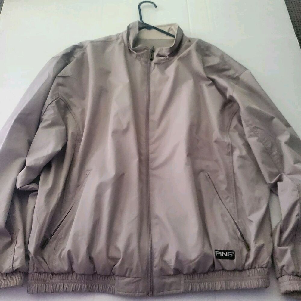 Ping Collection Men's Full Zip Golf Jacket Tan Beige Size XL Rain Waterproof